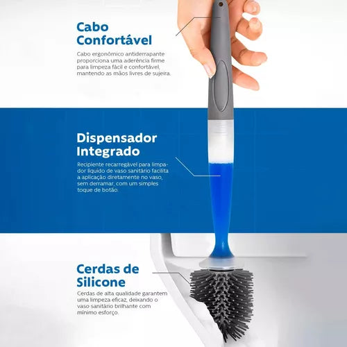 Escova Sanitária SmartClean com Reservatório (Dispenser) e Suporte